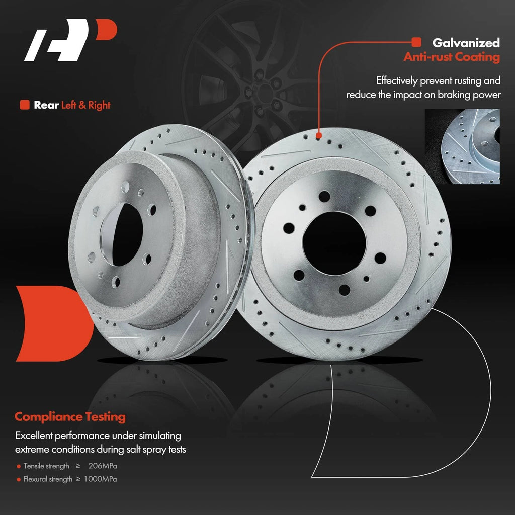 Set of 2 Rear Drilled Rotors & Brake Pads for Ford F-150 (2004–2011)