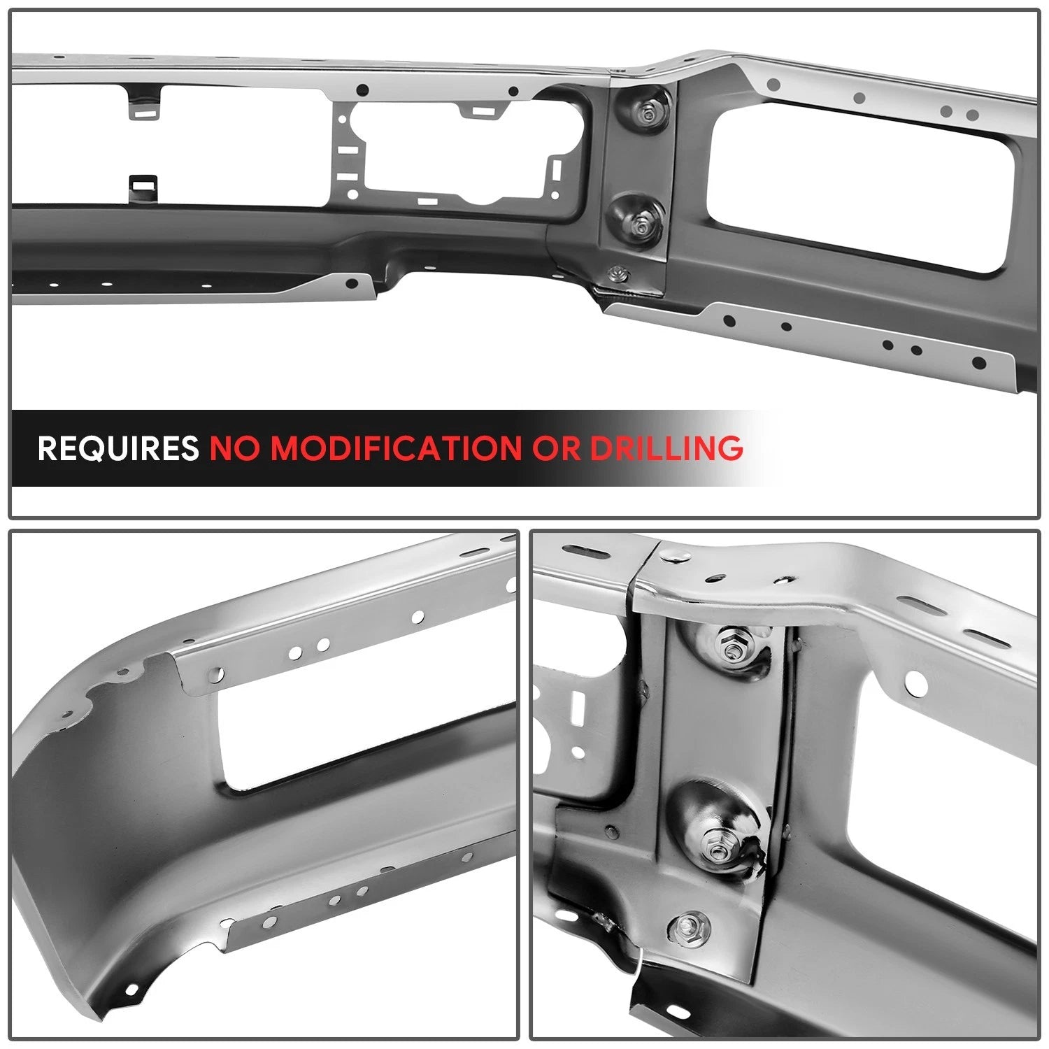 3-Piece Chrome Front Bumper Face Bar for Ford F-150 (2018–2020)