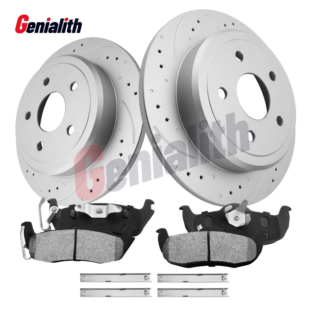Rear Drilled Brake Rotors & Ceramic Pads for Jeep Grand Cherokee Commander (2005–2010)