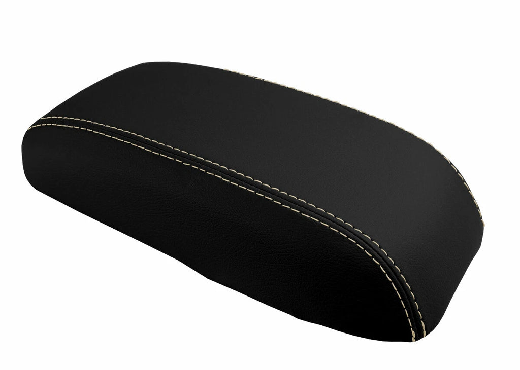 Leather Console Lid Armrest Cover for Dodge Neon (2000–2005) Beige Stitch