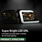Chrome LED DRL Headlights for Ford F150/Expedition (1997–2003)