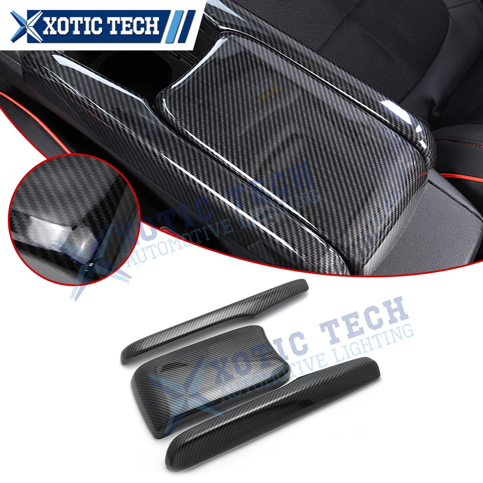 Carbon Fiber Armrest Box Frame Trim for Honda Civic & Insight (2017–2020)