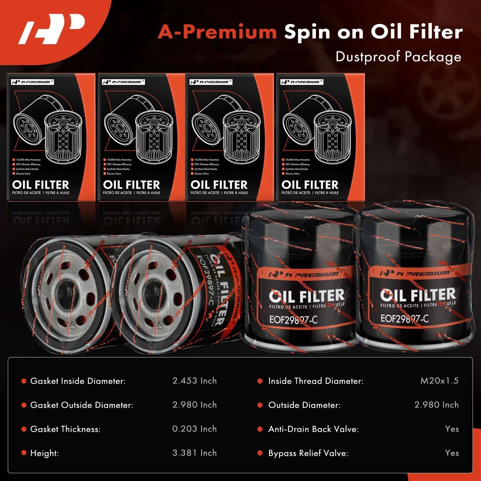 Set of 4 Engine Oil Filters for Suzuki Verona Chevrolet Epica (2004–2006)