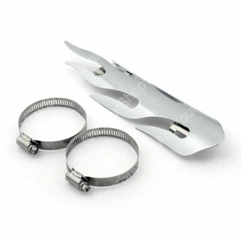 Chrome Flame Exhaust Muffler Pipe Heat Shield Cover for T9