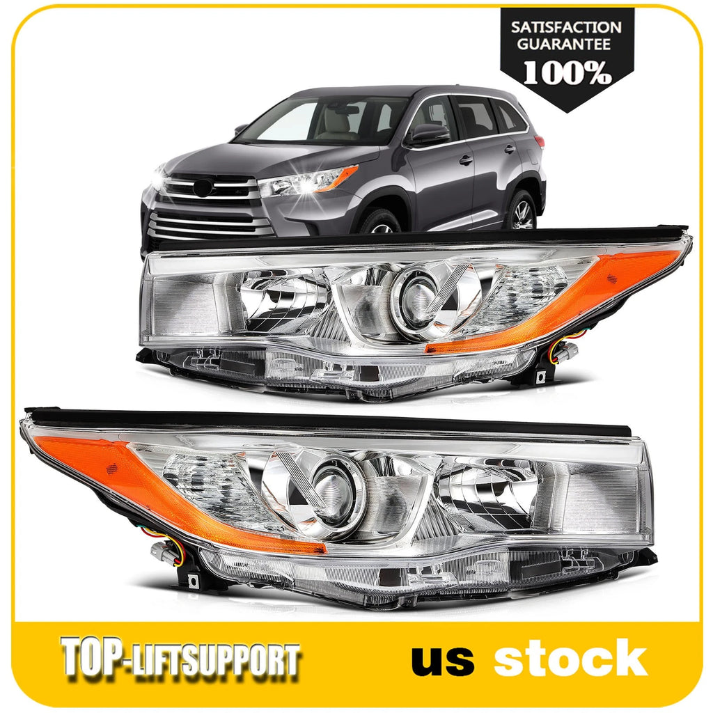 Headlight Assembly for Toyota Highlander (2014–2016) Chrome Amber Housing