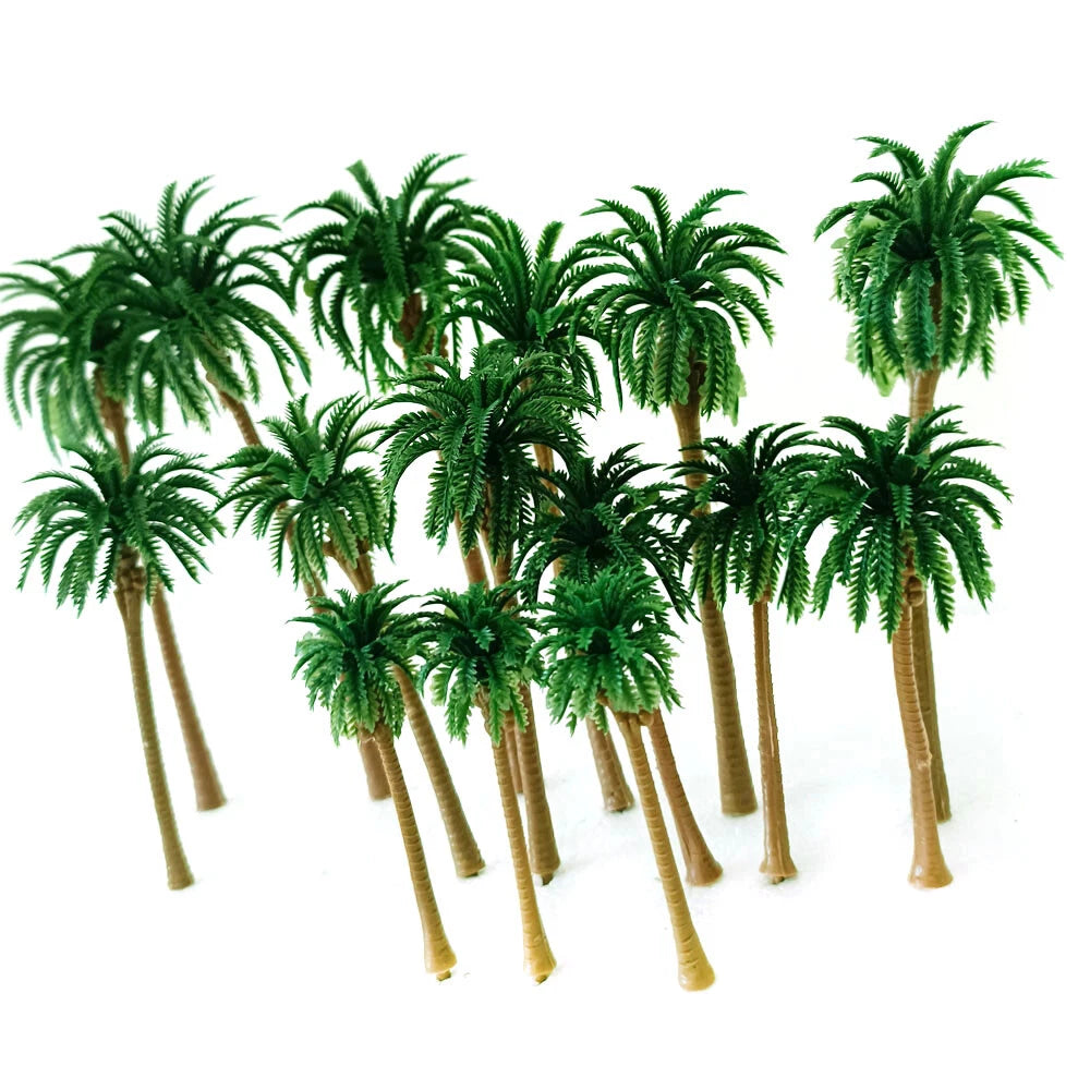 15x Mini Coconut Palm Trees for Model Train Diorama HO O N Z Scale