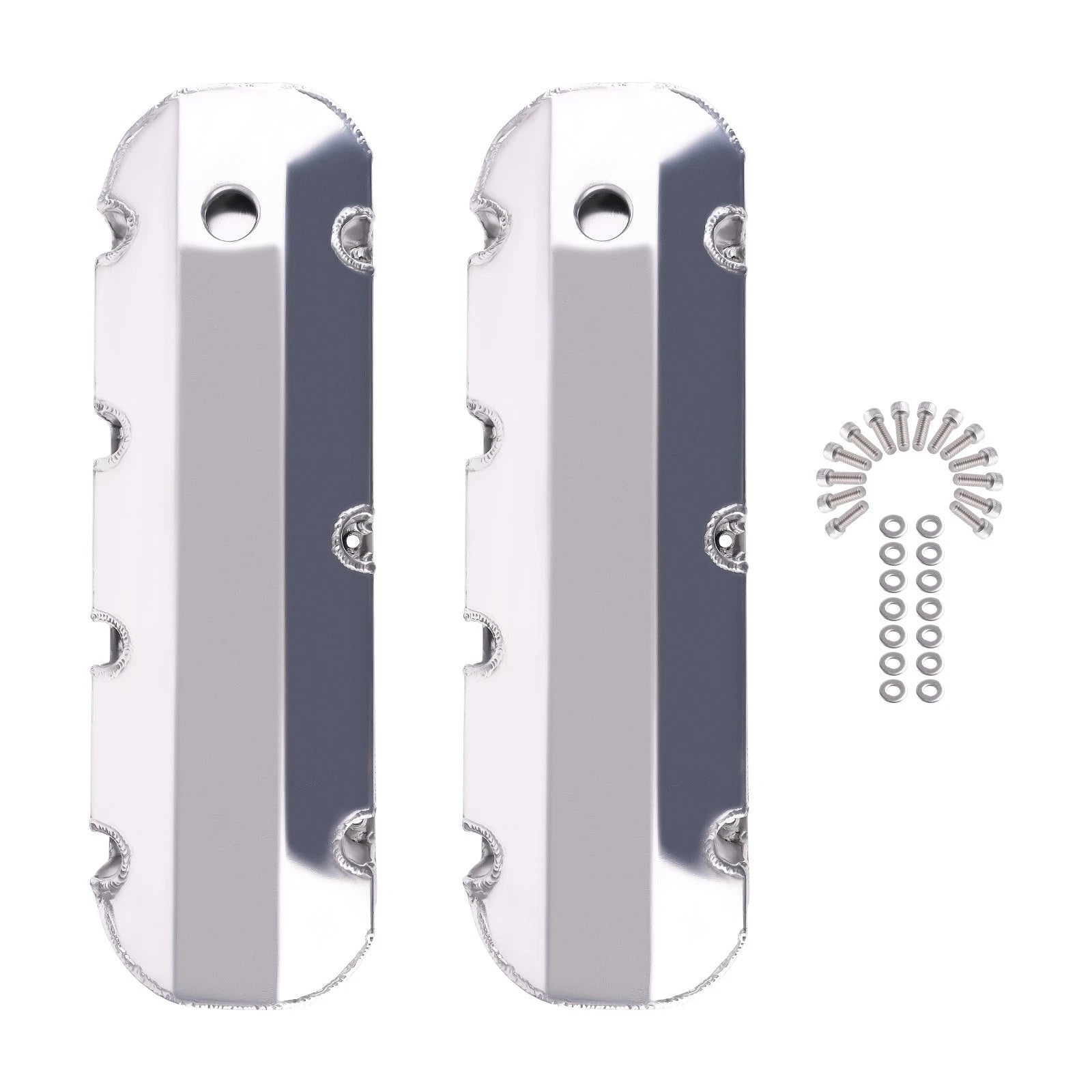 Set of 2 Polished Valve Covers for Chevrolet Big Block 396 427 454 (1965–1995)