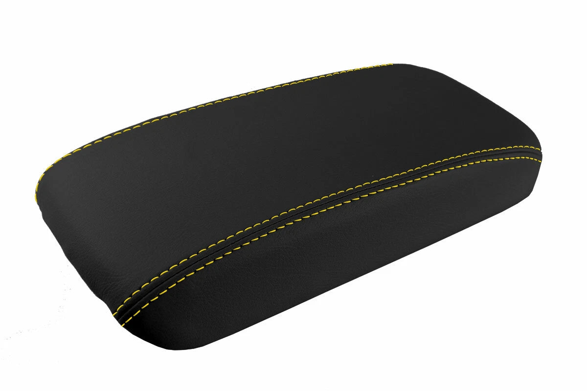 Leather Console Lid Armrest Cover for Honda Civic (2006–2011) Yellow Stitch