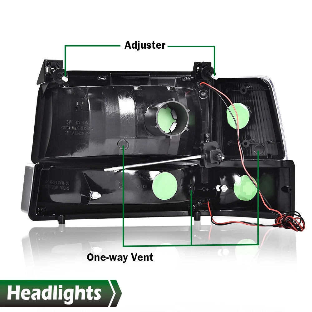 Dual LED DRL Headlights for Ford F150 F250 F350 Bronco (1992–1996)
