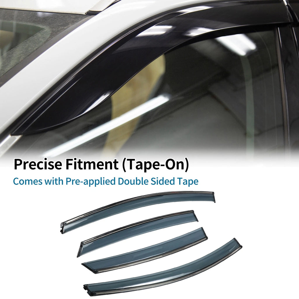 Set of 4 Window Deflectors for Ford Focus (2012–2018) Black Vent Visors