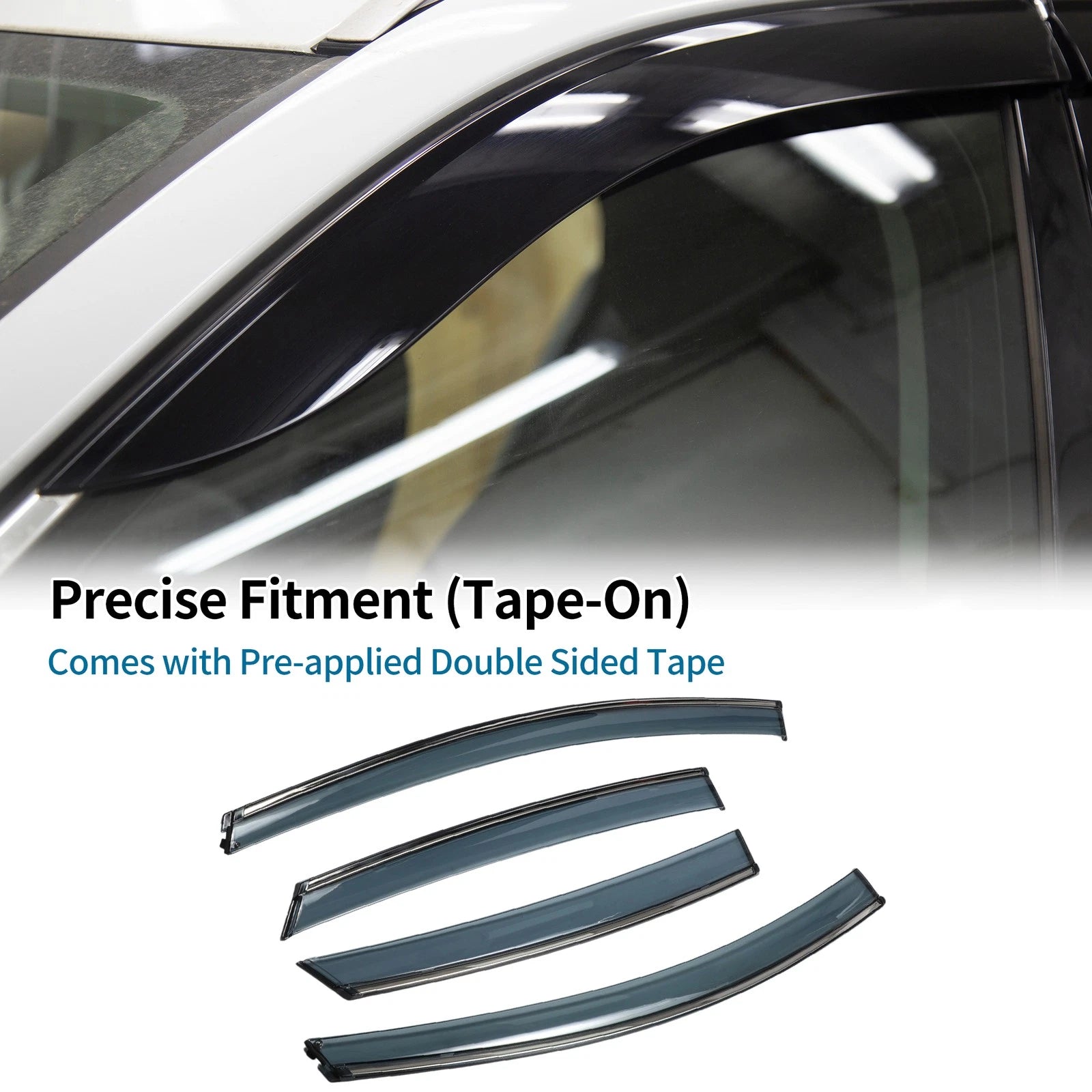 Set of 4 Window Deflectors for Ford Focus (2012–2018) Black Vent Visors