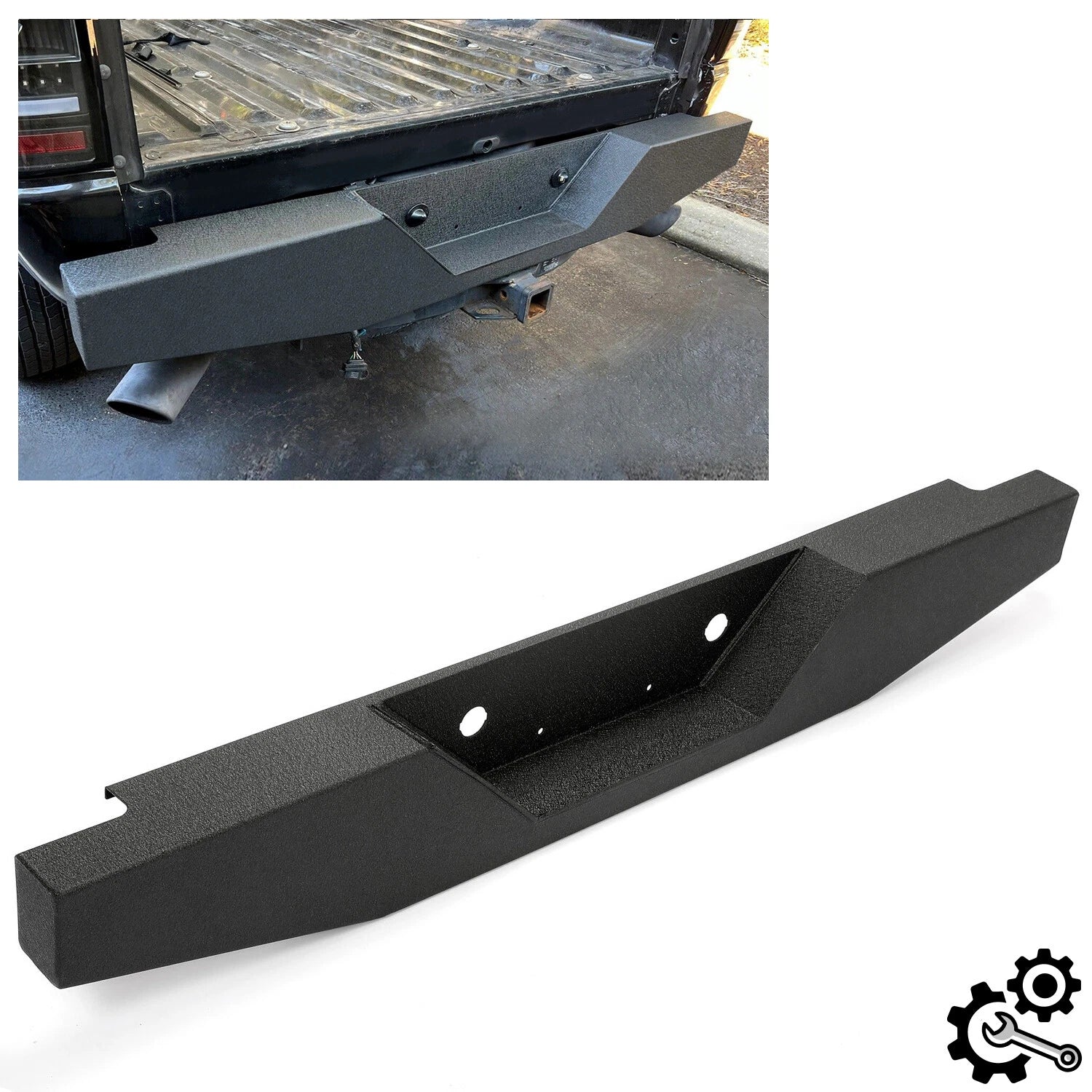 Rear Step Bumper for Ford Ranger Pickup (1993–2011) - Powder Coated Steel