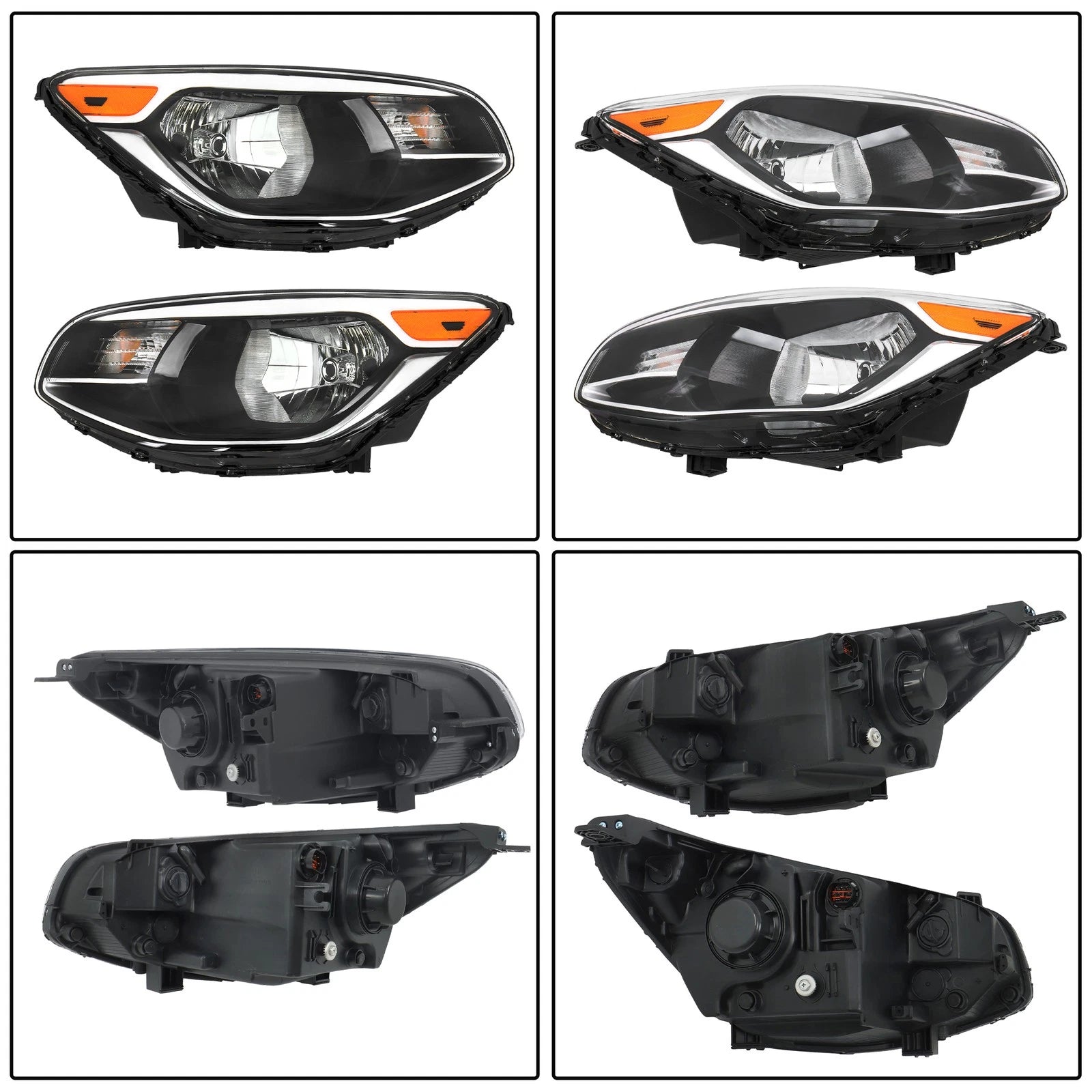Pair of Black Housing Halogen Headlights for Kia Soul (2014–2019)
