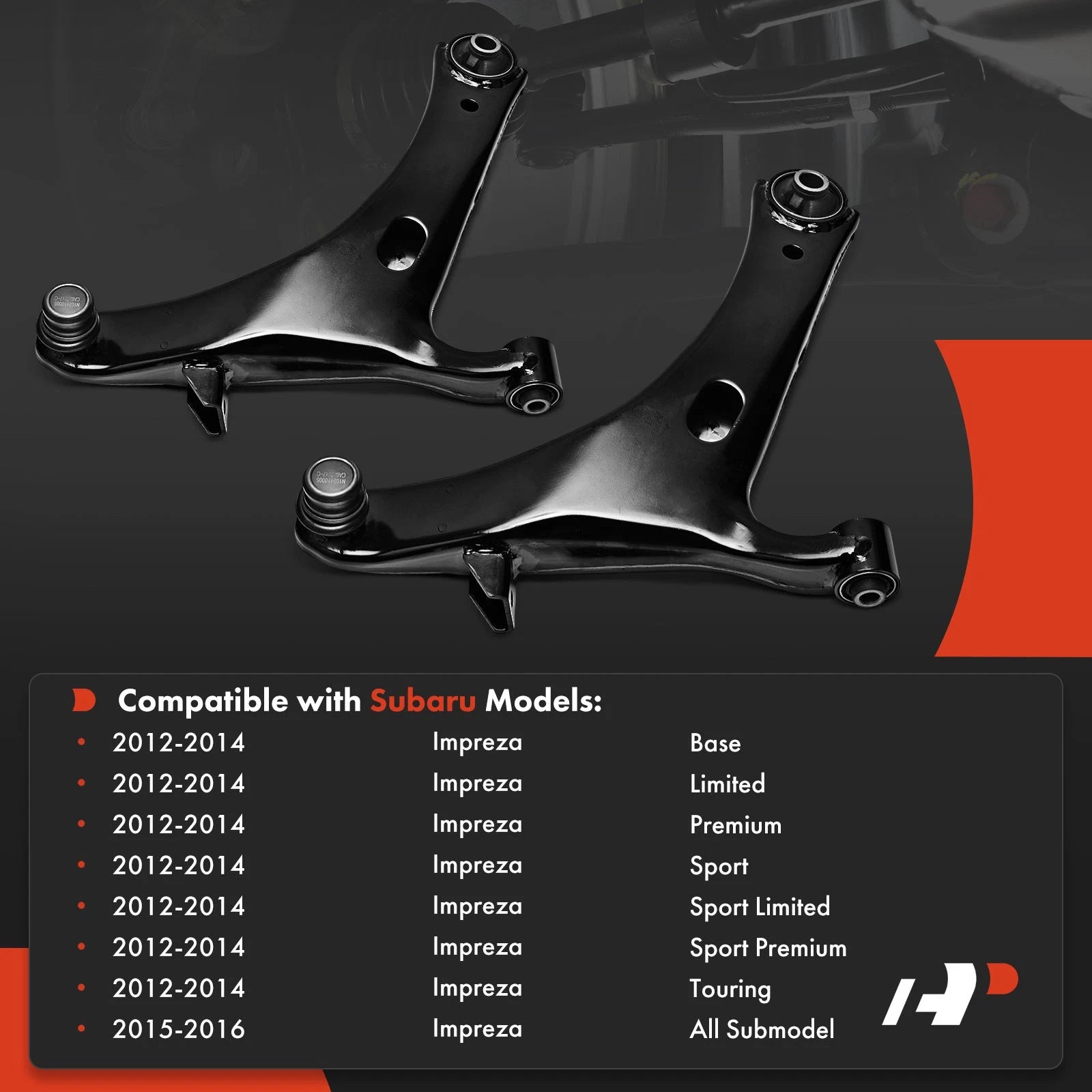 2X Front Lower Control Arm with Ball Joint for Subaru Impreza (2012-2016)