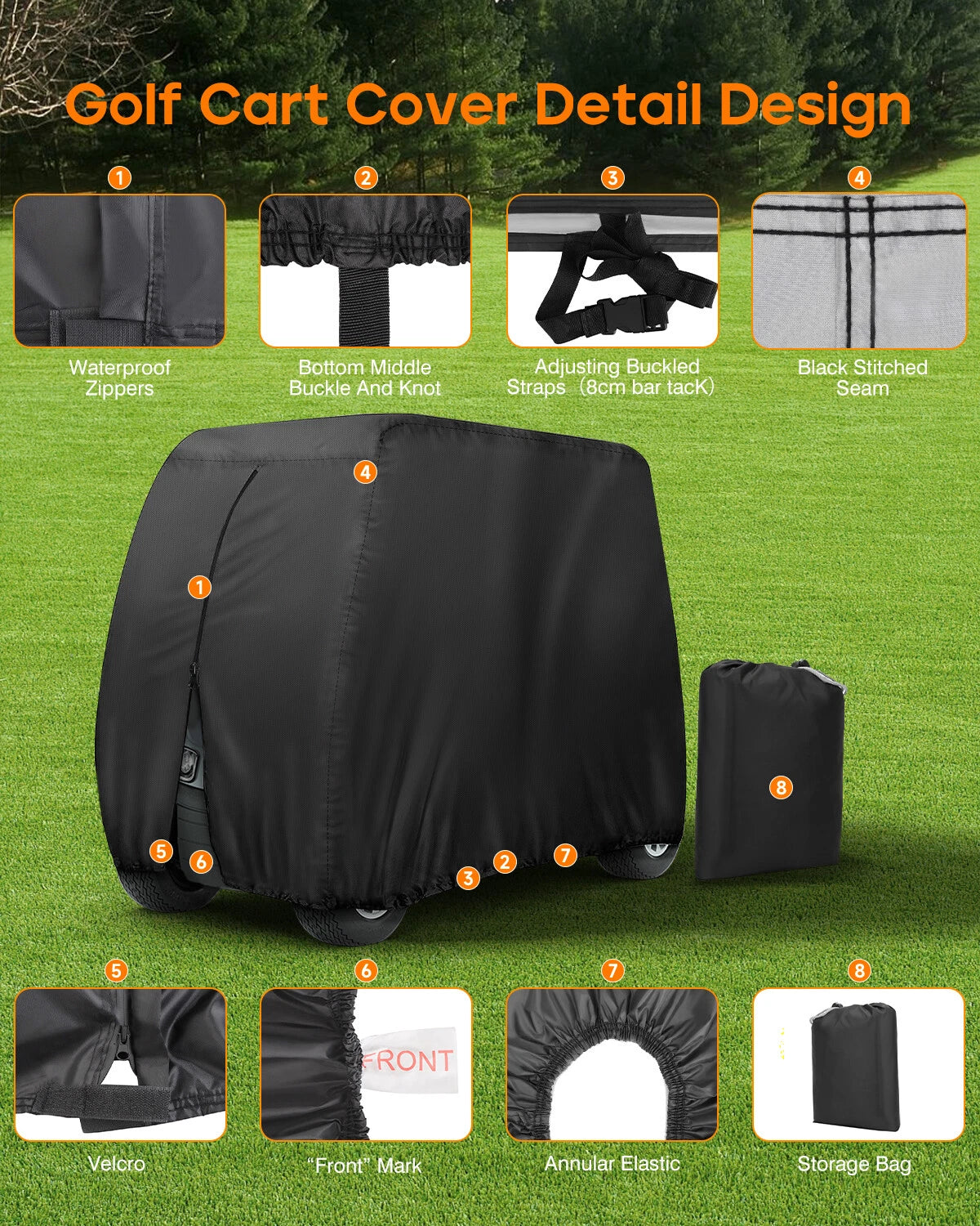 4 Passenger Waterproof Golf Cart Cover for Club Car EZGO Yamaha (420D)
