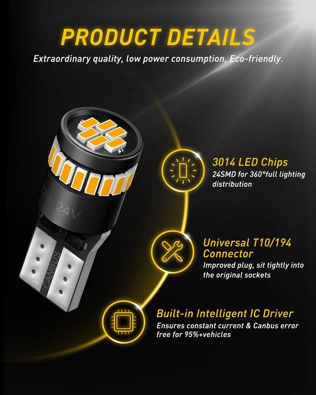 10X LED Light Bulb for Universal Dome Map License Plate (194, 2825, T10)
