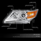OE Style Projector Headlight for Honda Odyssey (2011–2013) - Left Side, Chrome