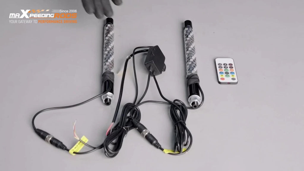 2X LED Spiral Whip Lights Antenna RGB Chasing for UTV ATV