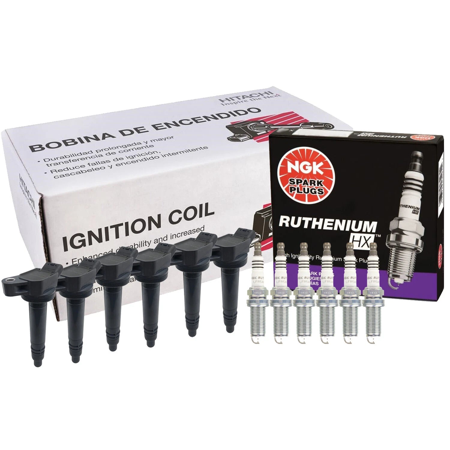 Set of 6 Ignition Coils & NGK Ruthenium HX Spark Plugs for FX35, Optima, 350Z