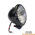 4.5" Black Bates Style Headlight w/Clear Lens for Harley Chopper Bobber