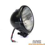 4.5" Black Bates Style Headlight w/Clear Lens for Harley Chopper Bobber