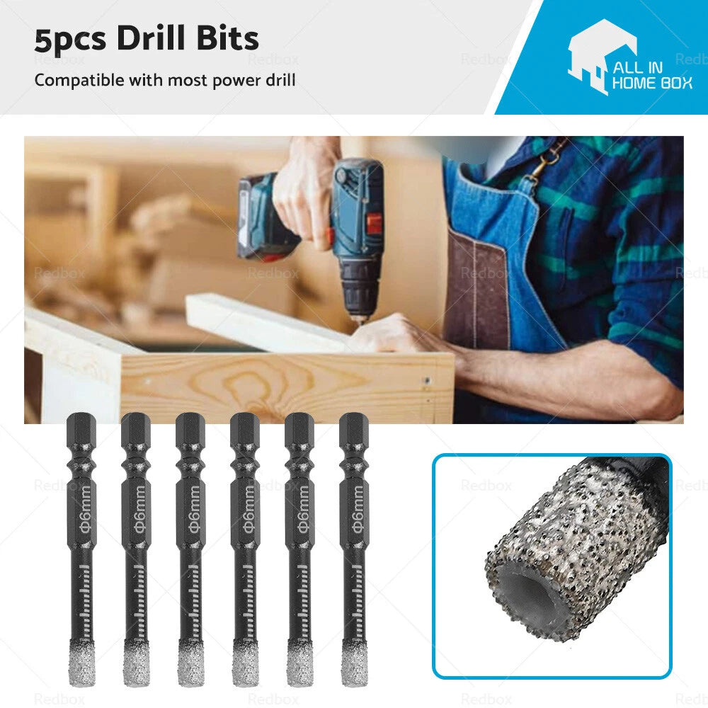 5x Dry Diamond Drill Bit 6mm for Porcelain Granite Tile Glass Ceramics
