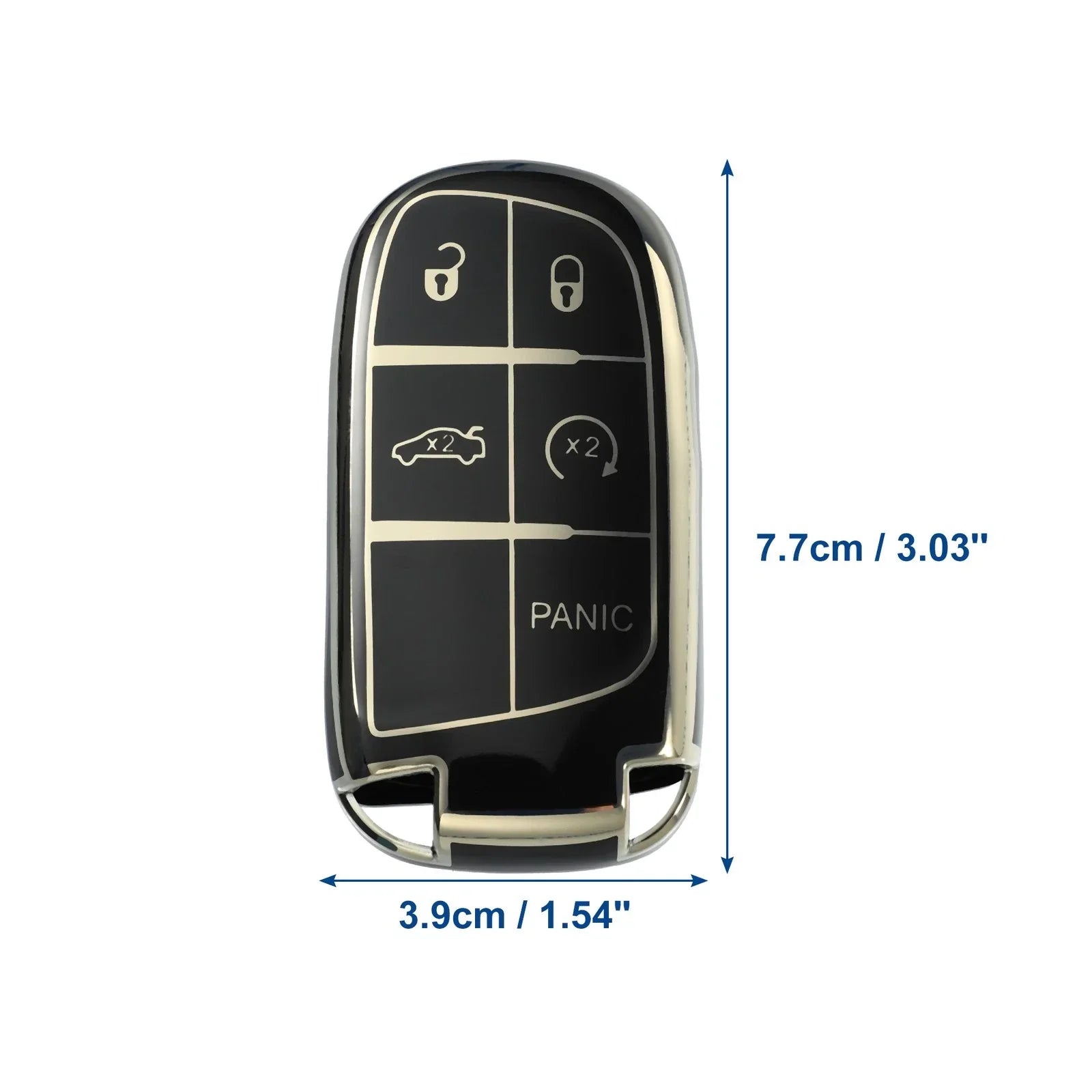 TPU 5 Button Keyless Entry Remote Cover for Dodge Durango (2018-2023) Black