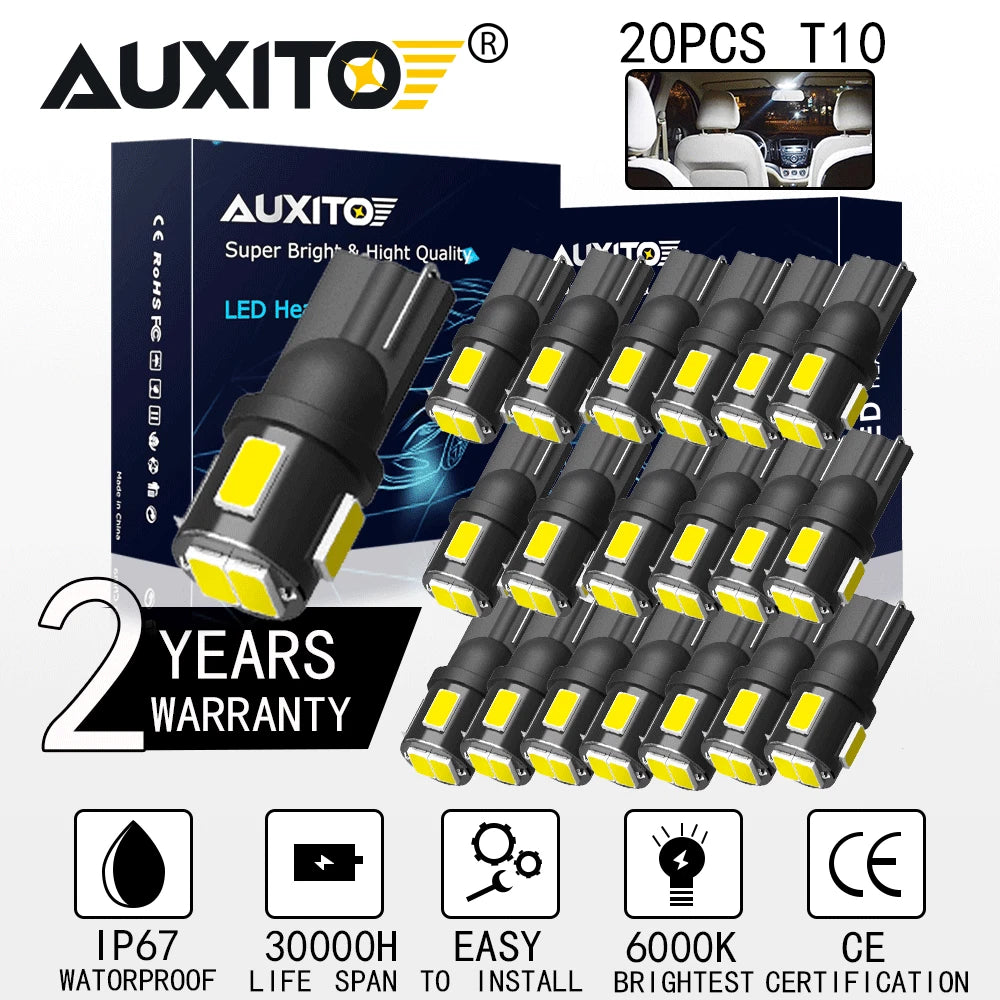 20Pcs White LED Interior Light Bulbs for Various Vehicles