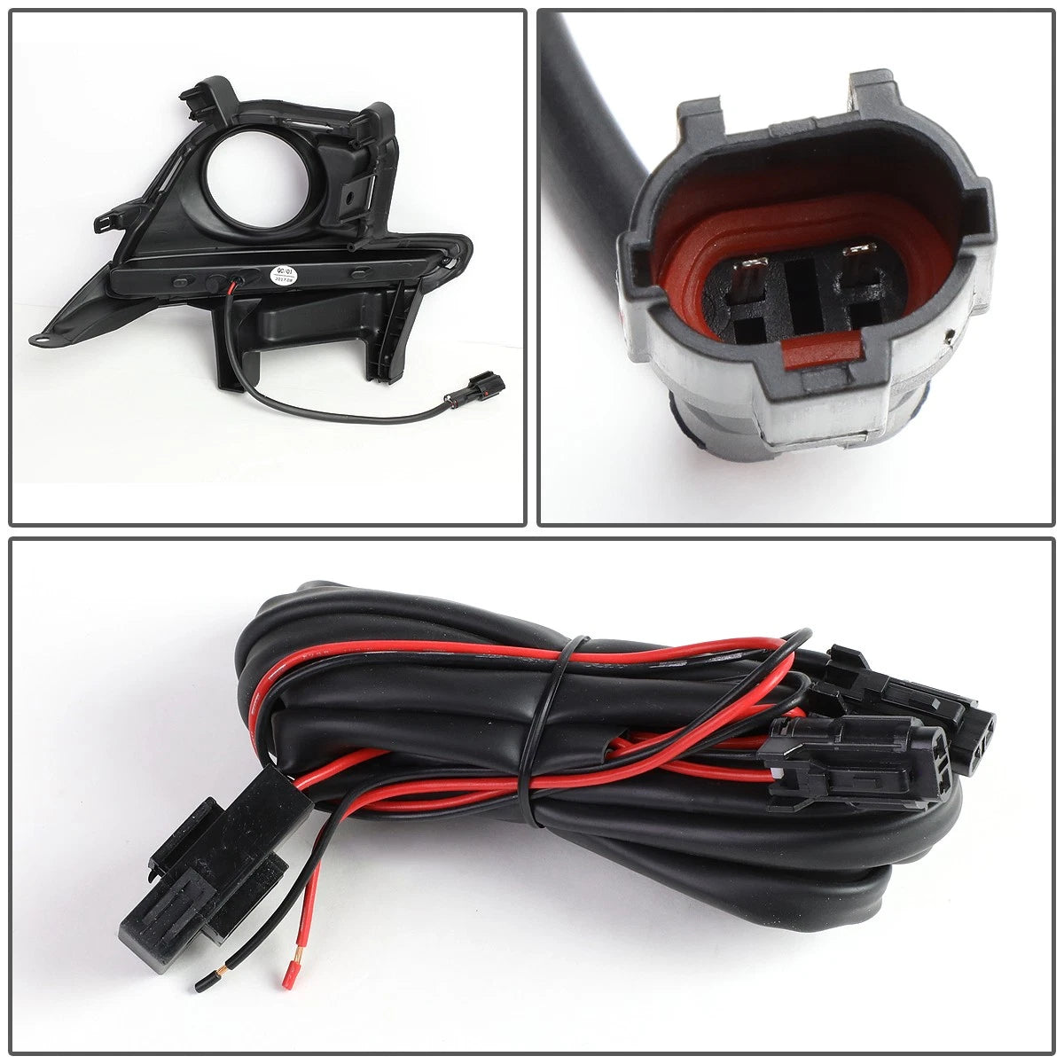 Pair of Fog Light Bezels for Toyota Highlander (2014–2016) + LED DRL Bar