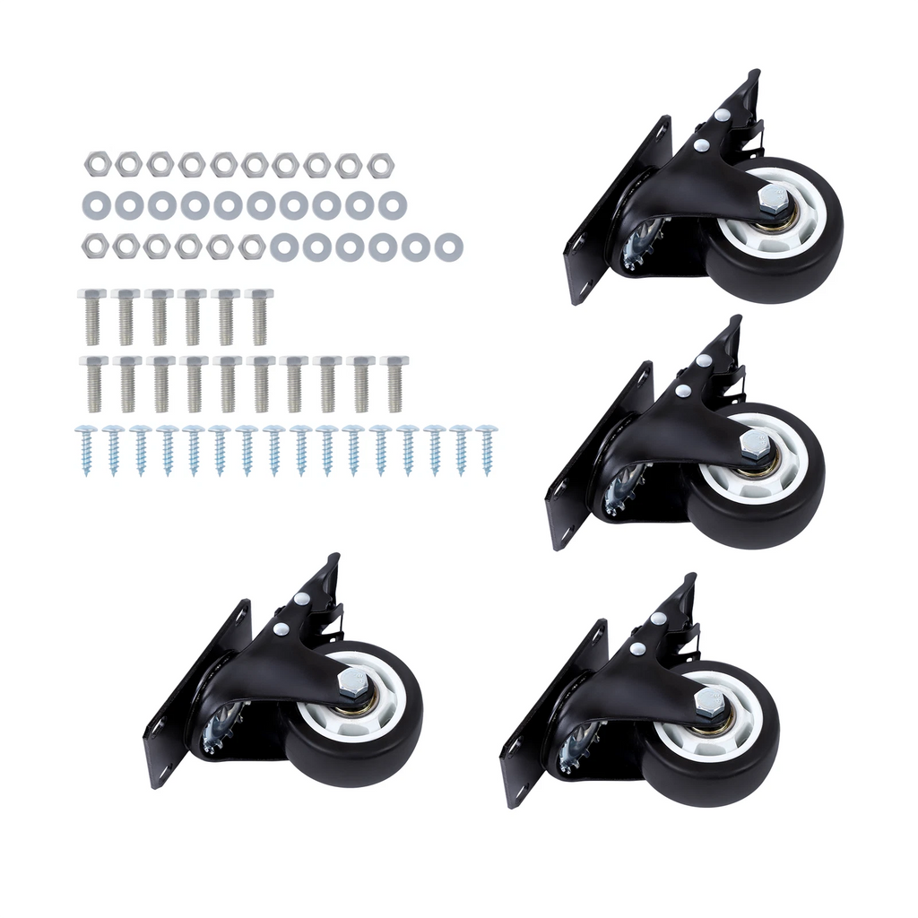 Set of 4 Heavy Duty 3 Inch Swivel Caster Wheels with Brakes