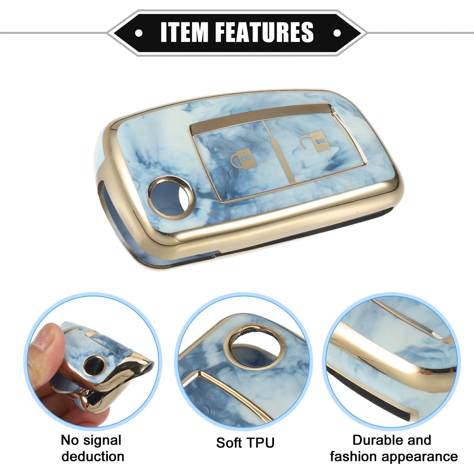 2X Smart Key Fob Case Cover for Nissan Rogue Frontier (Durable TPU, Blue)