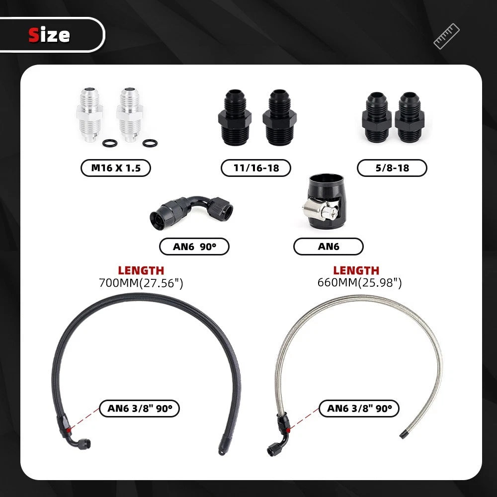 6AN Power Steering Pump Hose Kit for GM LS Swap
