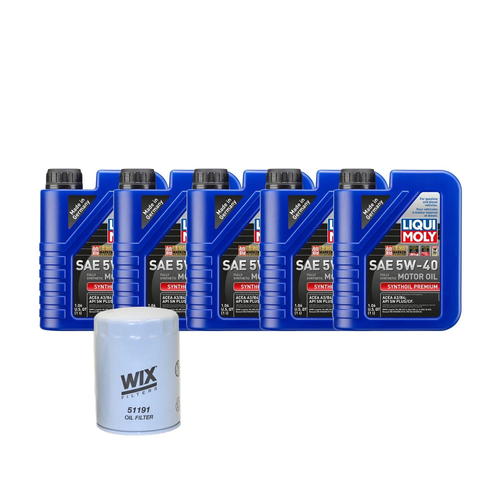 5L Liqui Moly Synthoil Premium SAE 5W-40 Oil Change Kit for Audi L4 1.8L (1996–2005)