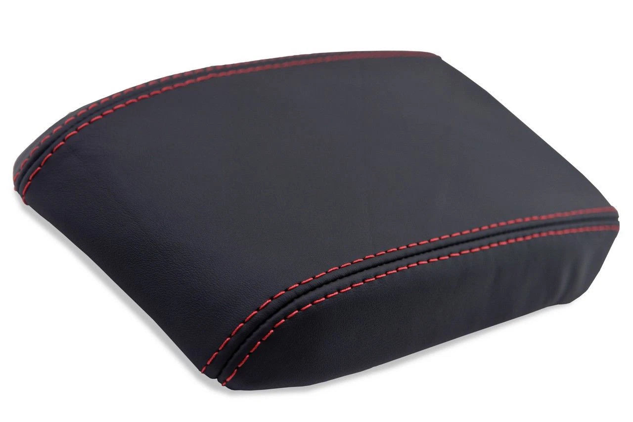 Leather Center Console Armrest Cover for Nissan 240SX S13 (1989–1993) Red Stitch
