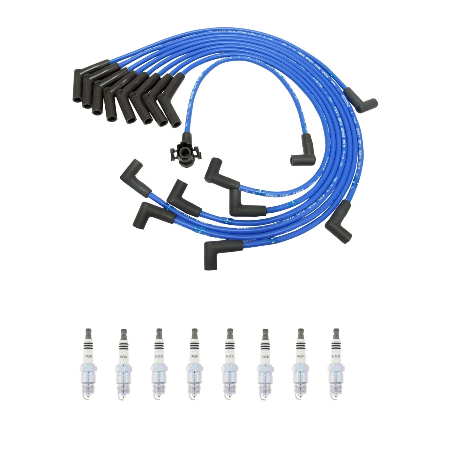 NGK Wire Set & 8 Iridium IX Spark Plugs for Ford Bronco F-150 F-250 F-350 (1980–2021)