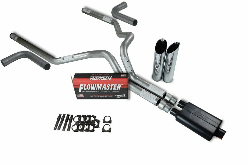 Dual Exhaust Kit for Ford F150 (2021–2025) 3" Flowmaster Super 44 Slash Tip