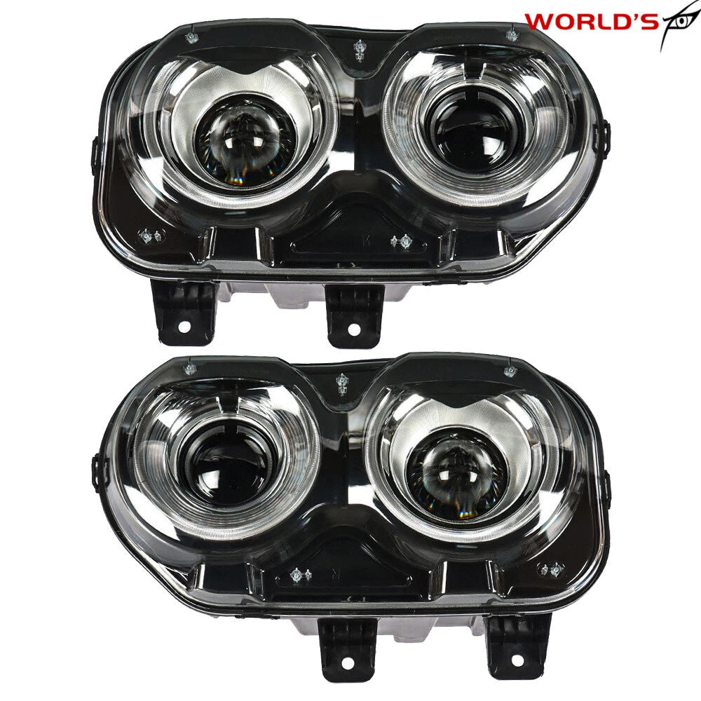 LED Headlights for Dodge Challenger Coupe (2015–2018) Black Left+Right