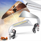 Universal Axe Side Mirrors with LED Turn Signal Light Chrome for Naked Bike Cruiser