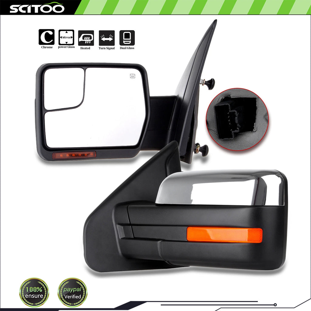 Chrome Driver Side View Mirror for F150 (2007–2014) - Power Heated Turn Signal