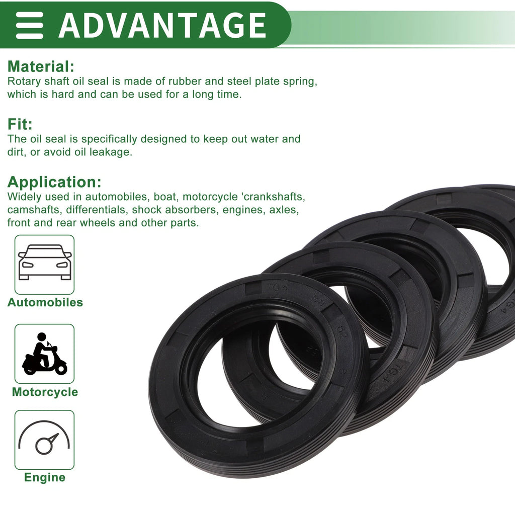 Set of 5 Oil Seals NBR Rubber 38x62x8mm for Automotive Applications