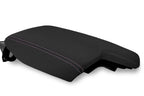 Leather Console Lid Armrest Cover for Subaru Crosstrek (2018–2020) Black Purple Stitch