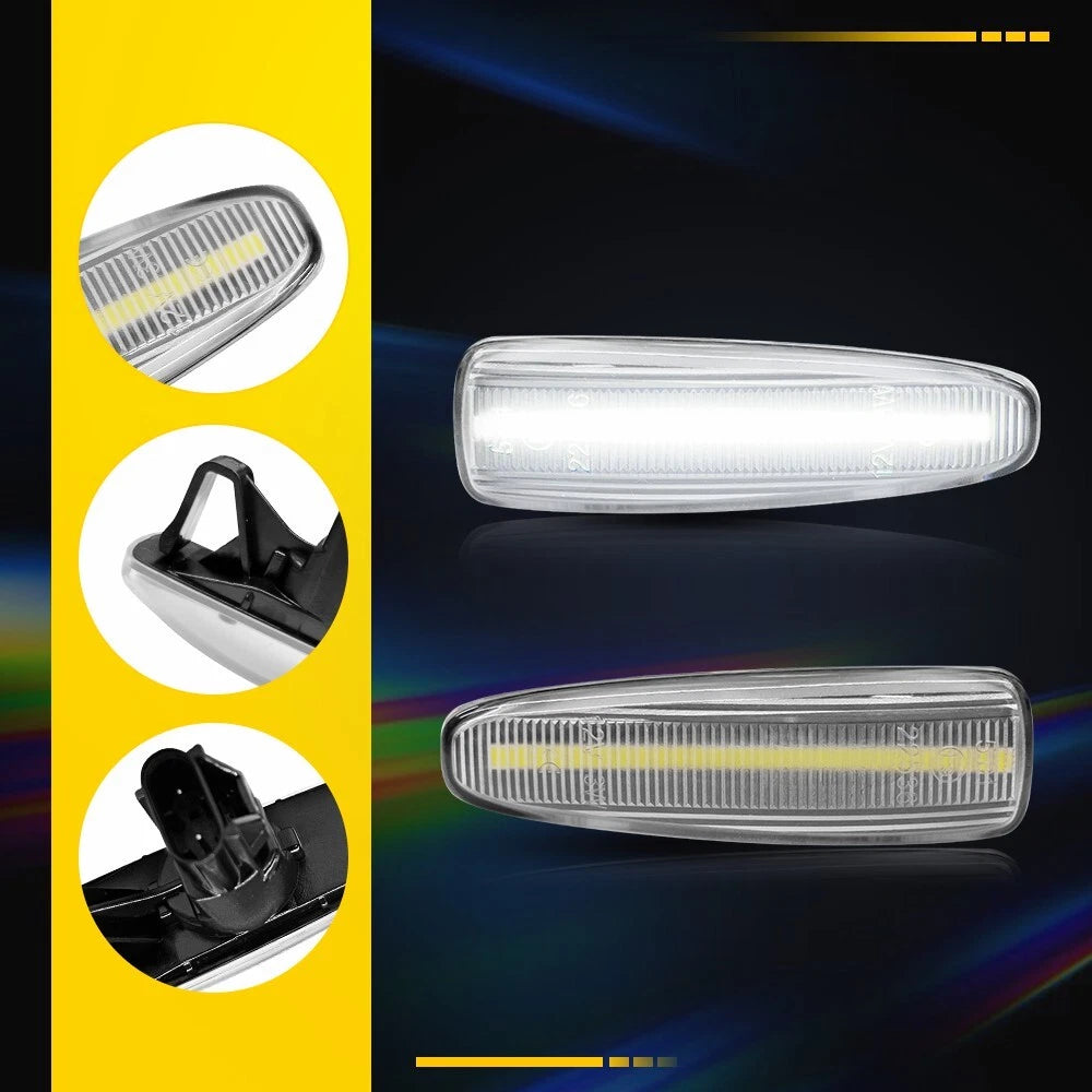 Set of 2 Clear White Front Side Marker Lights for Mitsubishi Mirage (2014–2020)