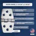 4-Pack 316 Stainless Steel Hinges for Boat Hatch (FO628-M4)