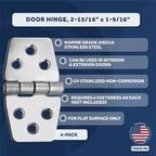 4-Pack 316 Stainless Steel Hinges for Boat Hatch (FO628-M4)