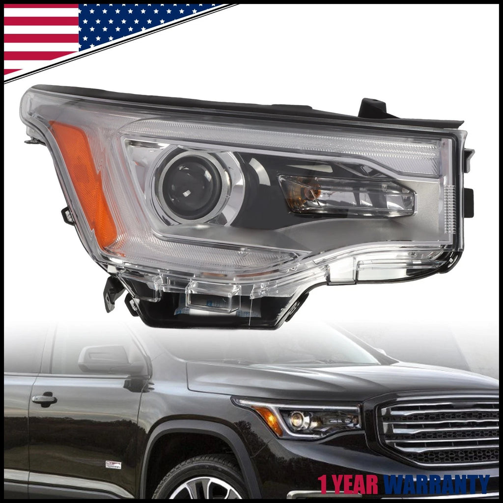 LED DRL Chrome Halogen Headlight Lamp for GMC Acadia (2017–2019)