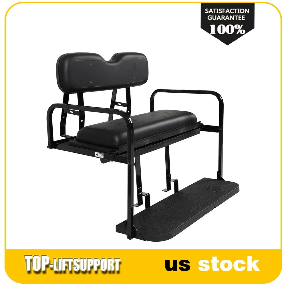 Rear Flip Seat Kit for EZGO Golf Cart TXT (1994.5–Present) - Black Cushions