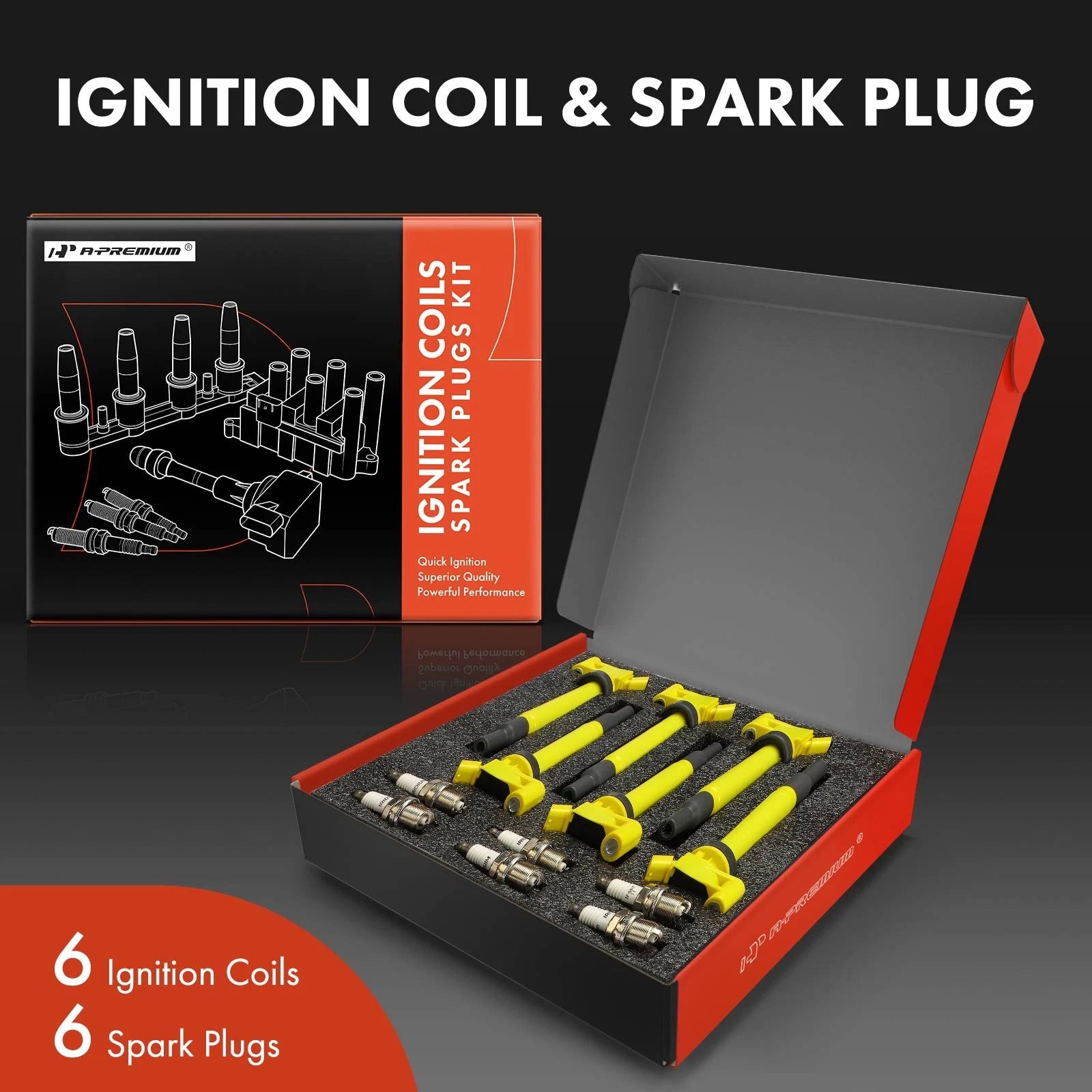 Ignition Coil & Iridium Spark Plug for Toyota Camry Highlander (2007-2016)