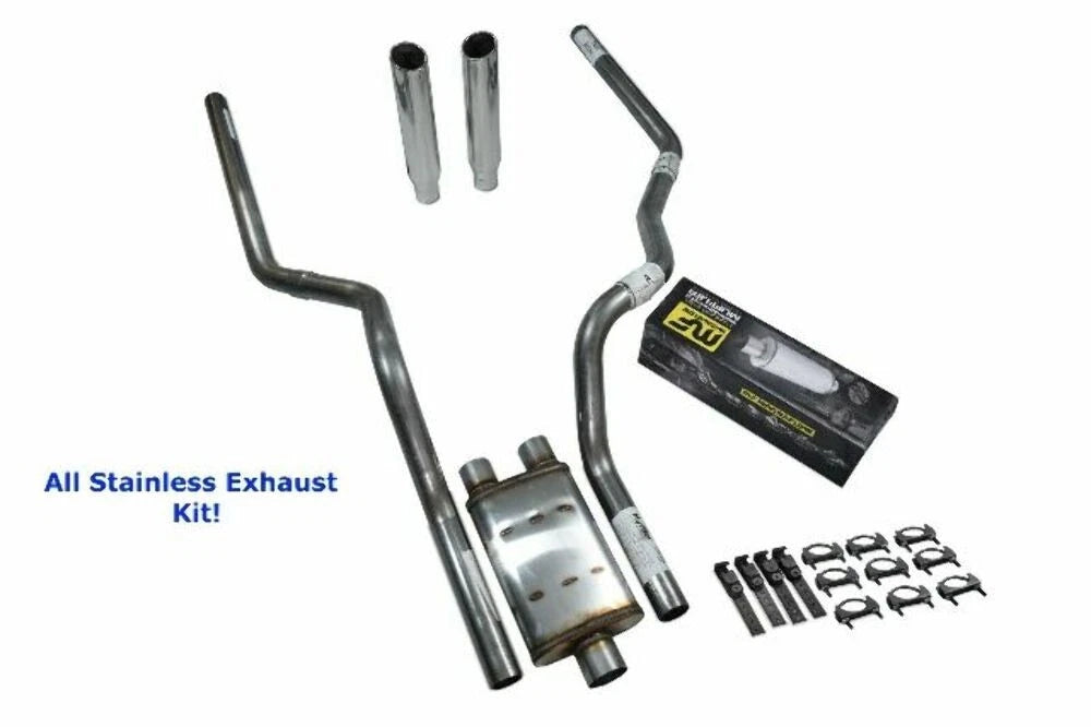 Dual Exhaust Kit for Chevy GMC 1500 (2019–2025) Stainless Steel Rolled Rear