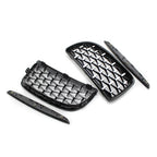 Front Frame & Chrome Grille for BMW E90 2005-2008 Black Pair