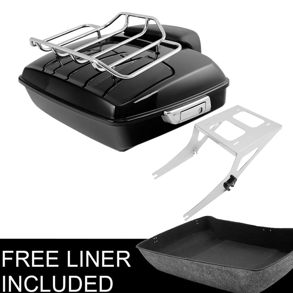 Chopped Trunk Backrest Pad Mount Rack for Harley Fat Boy FLST (2008–2016)